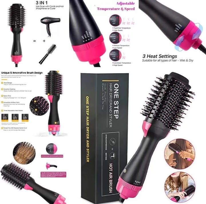 One Step 3 In 1 Hot Air Brush , Hair Dryer & Styler