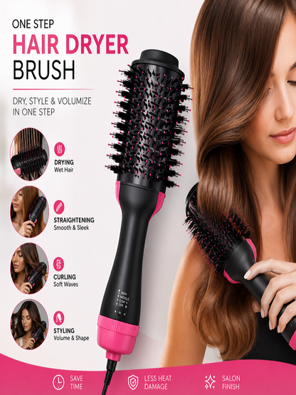 One Step 3 In 1 Hot Air Brush , Hair Dryer & Styler